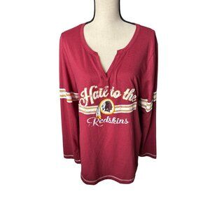 Redskins Tee NFL Burgundy Gold Beads HAIL TO THE REDSKINS Long Sleeve Size 3X